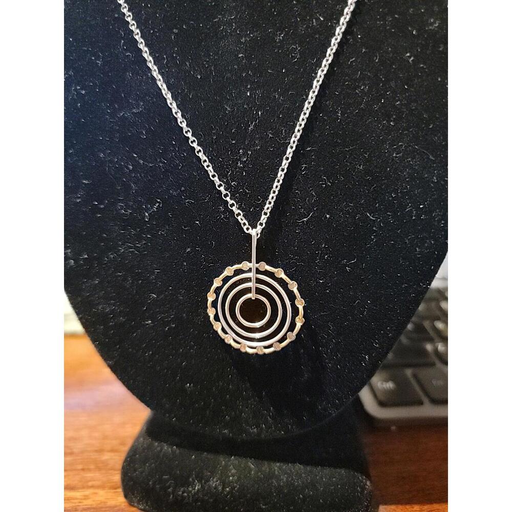Frederic Duclos Four Circles Necklace Sterling Silver and Yellow Gold Plated